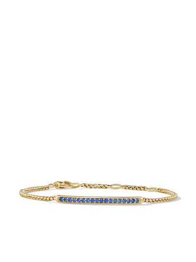 David Yurman 18kt Yellow Gold Petite Pavé Bar Sapphire Bracelet