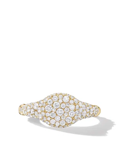 David Yurman 18kt Yellow Gold Diamond Sculpted Pinky Ring