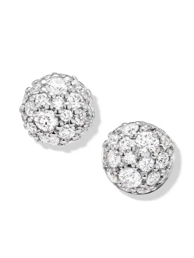 David Yurman 18kt Yellow Gold Petite Pavé Diamond Stud Earrings (4.5mm) In Silver