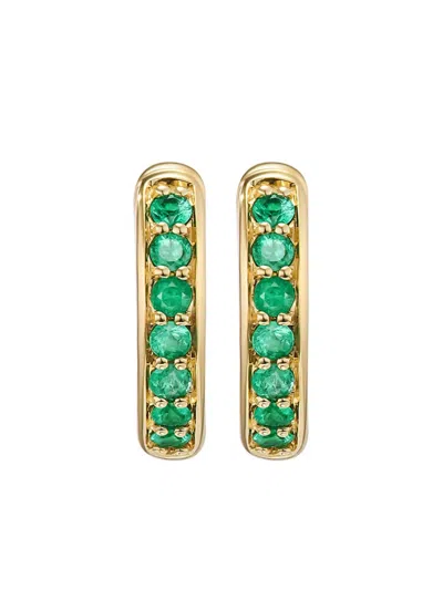 David Yurman 18kt Yellow Gold Petite Pavé Emerald Huggie Earrings