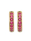 David Yurman 18kt Yellow Gold Petite Pavé Ruby Huggie Earrings In Gold