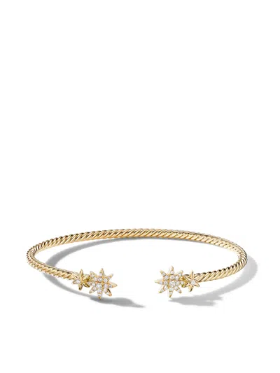David Yurman 18kt Yellow Gold Diamond Petite Starburst Open Bracelet