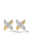 David Yurman 18kt Yellow Gold Petit X Diamond Earrings In Gold