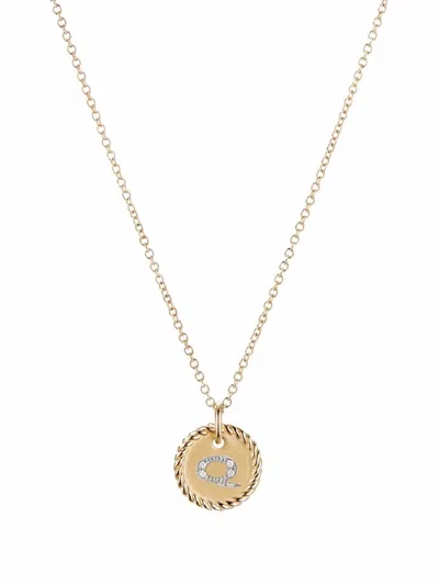 David Yurman 18kt Yellow Gold Initial Q Diamond Charm Necklace