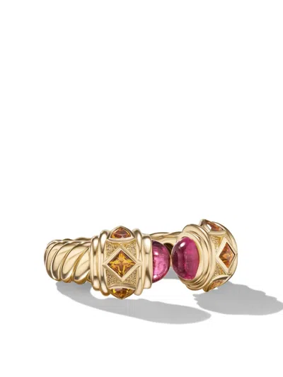 David Yurman 18kt Yellow Gold Renaissance Rubellite Mediera Citrine Ring