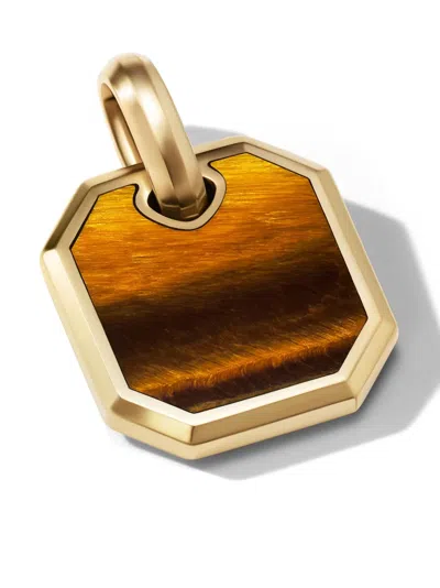 David Yurman Men's Roman Pendant With Gemstone In 18k Gold, 15mm In Tigers Eye