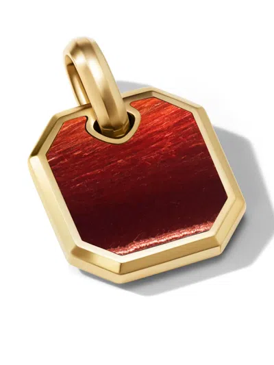 David Yurman 18kt Yellow Gold Roman Tiger Eye Pendant In Red