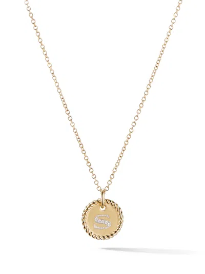 David Yurman 18kt Yellow Gold Cable Collectibles Diamond S Initial Pendant Necklace In 88adi