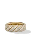 David Yurman 18kt Yellow Gold Sculpted Cable Diamond Ring In Gold