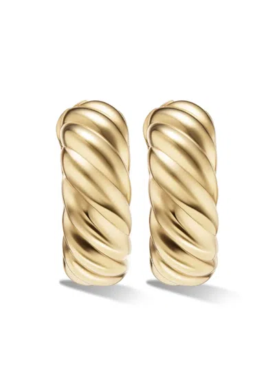 David Yurman 18kt Yellow Gold Sculpted Cable Hoop Earrings