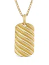 David Yurman 18kt Yellow Gold Sculpted Cable Tag Necklace Charm In Gold