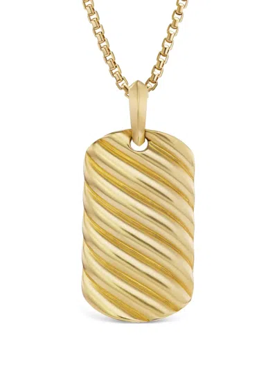 David Yurman 18kt Yellow Gold Sculpted Cable Tag Necklace Charm