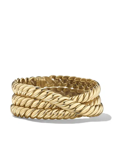 David Yurman 18kt Yellow Gold Sculpted Cable Triple Wrap Bracelet