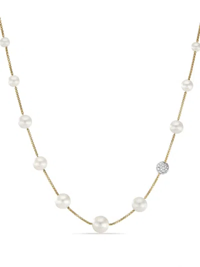 David Yurman 18kt Yellow Gold Diamond And Pearl Necklace