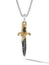 David Yurman 18kt Yellow Gold Waves Dagger Diamond Pendant In Silber