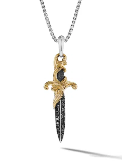 David Yurman 18kt Yellow Gold Waves Dagger Diamond Pendant In Silber