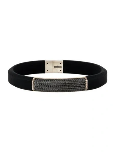Pre-owned David Yurman 1.96ctw Diamond & Rubber Streamline® Id Bracelet, 7.25" In Black