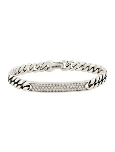 Pre-owned David Yurman 2.09ctw Diamond Id Curb Bracelet, 7.75" In Multi