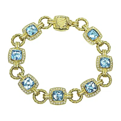 Pre-owned David Yurman 21.00ct Blue Topaz 1.00ct Diamond Gold Bracelet