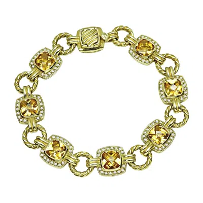 Pre-owned David Yurman 21.00ct Citrine 1.00ct Diamond Gold Bracelet In Multi