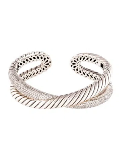 Pre-owned David Yurman 2.16ctw Diamond Crossover Cuff, 6.5" In Multicolor
