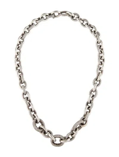 Pre-owned David Yurman 2.18ctw Diamond Oval Link Necklace, 18" In Multicolor