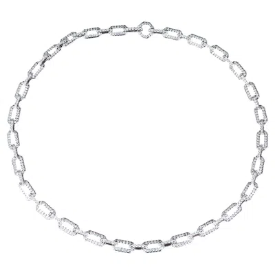 Pre-owned David Yurman 26622  18k White Gold 7.08ct Pave Diamond 7mm Chain 18'' Necklace