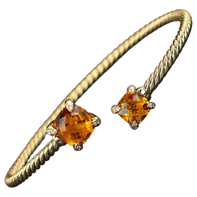 Pre-owned David Yurman 26713  18k Yellow Gold Citrine Diamond Chatelaine Bangle Bracelet M