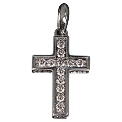 Pre-owned David Yurman 26793  31mm Silver 1.46ct Pave Set White Diamond Cross Pendant