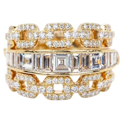Pre-owned David Yurman 3.00 Carat Diamond 18k Gold Statement Ring In Multi