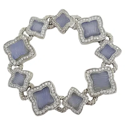 Pre-owned David Yurman 3.44 Ct Quatrefoil Round Brilliant Cut Diamond Bracelet In Multi