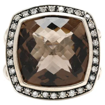 Pre-owned David Yurman .48ctw Smoky Quartz & Diamond Ring, Sterling Silver, Ring Size 6.5 In Multi