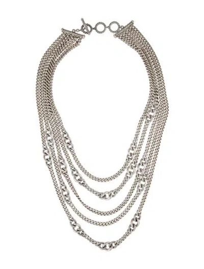 Pre-owned David Yurman 5 Row Drape Curb Chain Necklace, 1.25" In Multi