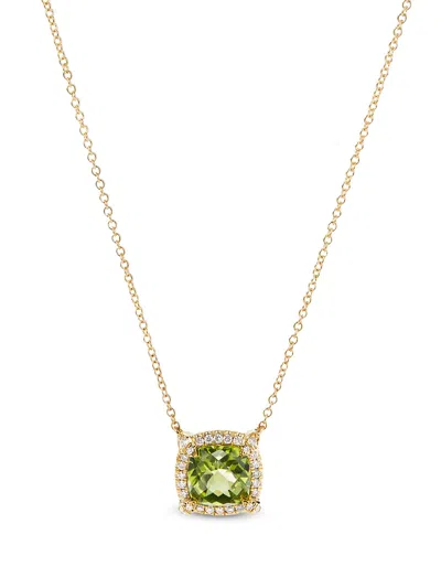 David Yurman 7mm 18kt Yellow Gold Chatelaine Peridot And Diamond Necklace In Green