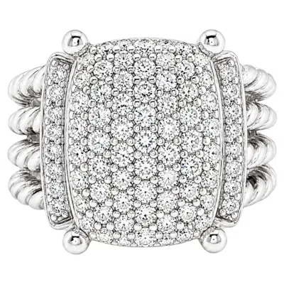 Pre-owned David Yurman 925 Sterling Silver 1.12 Ct Diamond Wheaton Cable Ring Size 6.5 In Multiple