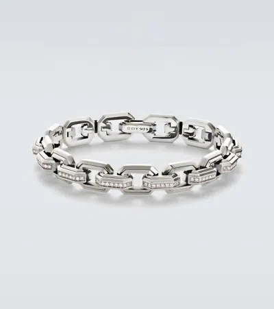 David Yurman 925 Sterling Silver Chain Bracelet With Diamonds