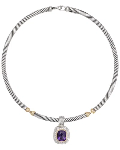David Yurman Albion & Cable Collection 14k & Silver Amethyst Necklace  (authentic ) In Metallic