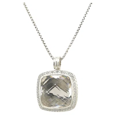 Pre-owned David Yurman Albion Collection Smoky Quartz Pendant Set With Diamonds In Silver In Multi