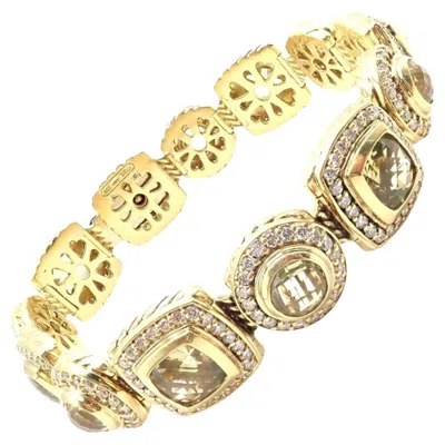 Pre-owned David Yurman Albion Diamond Lemon Citrine Yellow Gold Link Bracelet