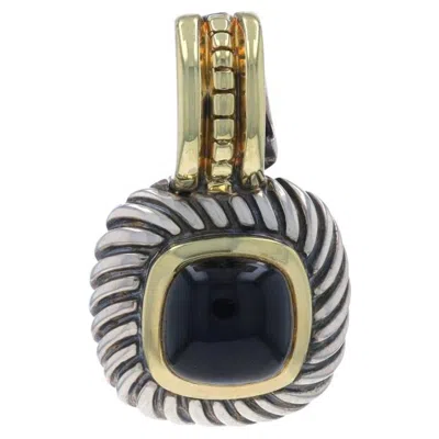 Pre-owned David Yurman Albion Onyx Enhancer Pendant Sterling 925 Yellow Gold 14k Cabochon