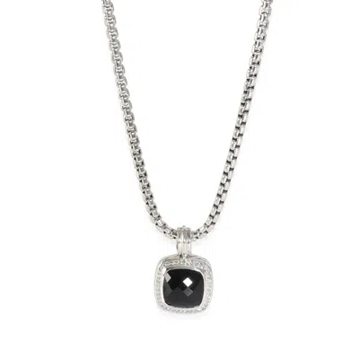 David Yurman Albion Onyx Pendant On A Box Chain In Sterling Silver 0.25 Ctw In Black