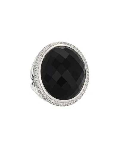 David Yurman Albion Silver 0.44 Ct. Tw. Diamond & Onyx Ring In Gold