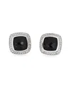 David Yurman Albion Silver 0.47 Ct. Tw. Diamond & Onyx Earrings (authentic )