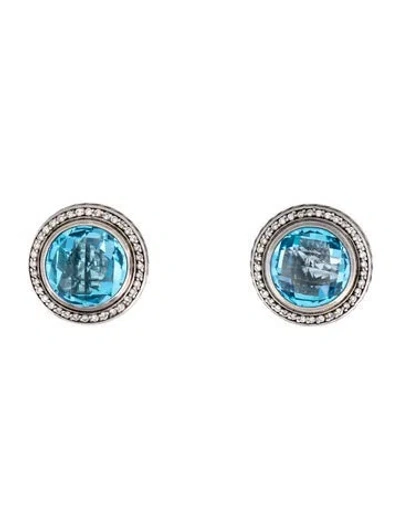 Pre-owned David Yurman Albion Topaz & Diamond Earclips In Multicolor