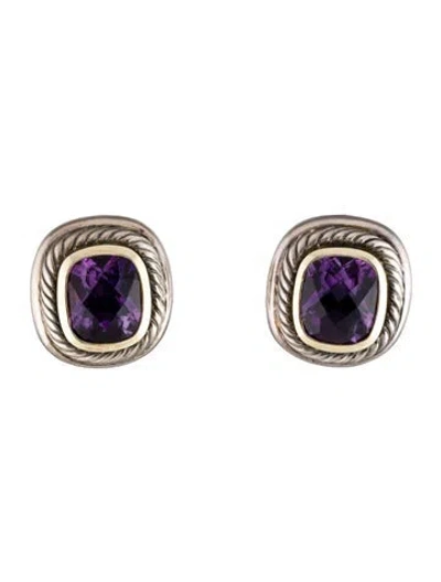 Pre-owned David Yurman Amethyst Albion Earclips In Multi