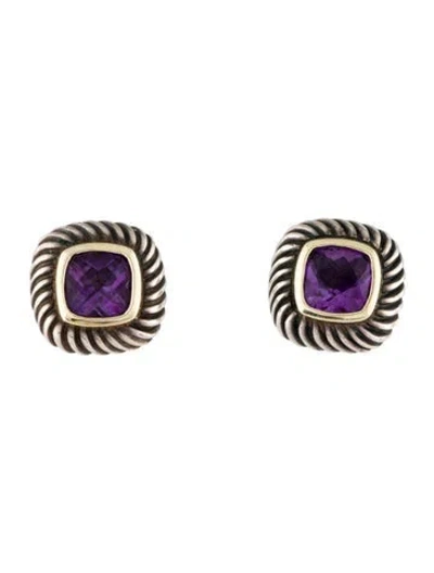 Pre-owned David Yurman Amethyst Albion Stud Earrings In Multi