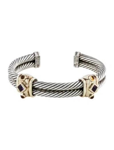 Pre-owned David Yurman Amethyst & Citrine Renaissance Double Station Bracelet, 6.5" In Multi