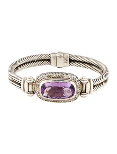 Pre-owned David Yurman Amethyst & Diamond Albion Bracelet, 6.25" In Multi