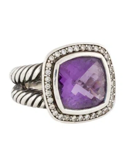 Pre-owned David Yurman Amethyst & Diamond Albion Cocktail Ring In Multi