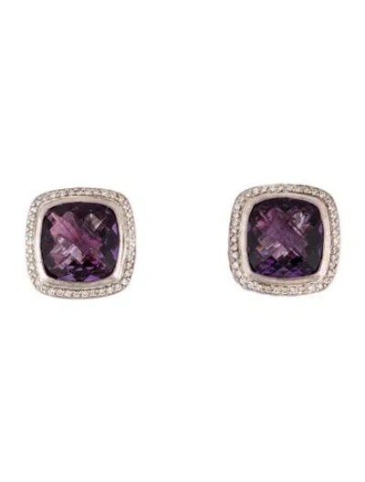 Pre-owned David Yurman Amethyst & Diamond Albion Earclips In Multi